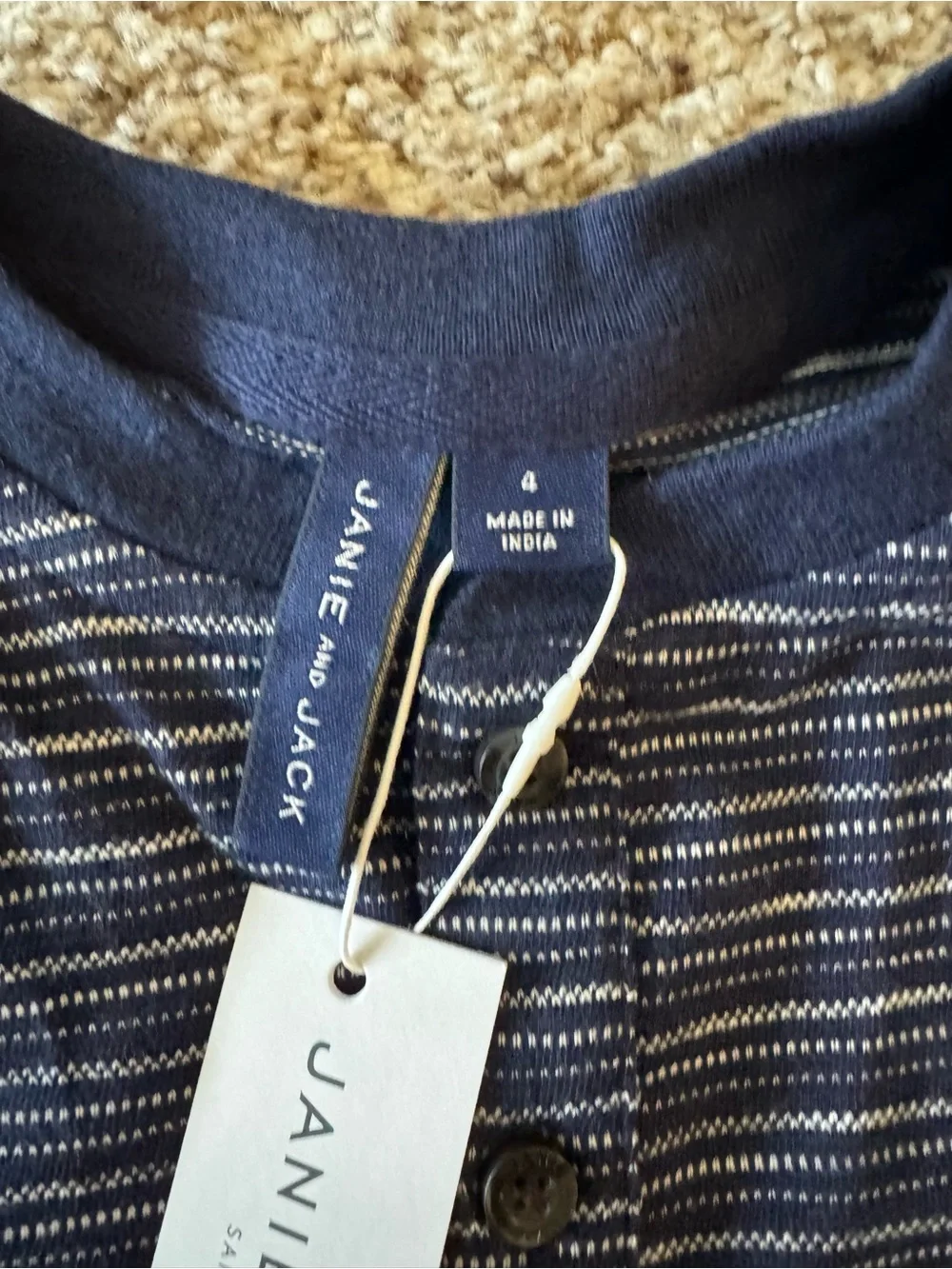 Janie and Jack Boys' Navy Striped Long-Sleeve Henley Shirt